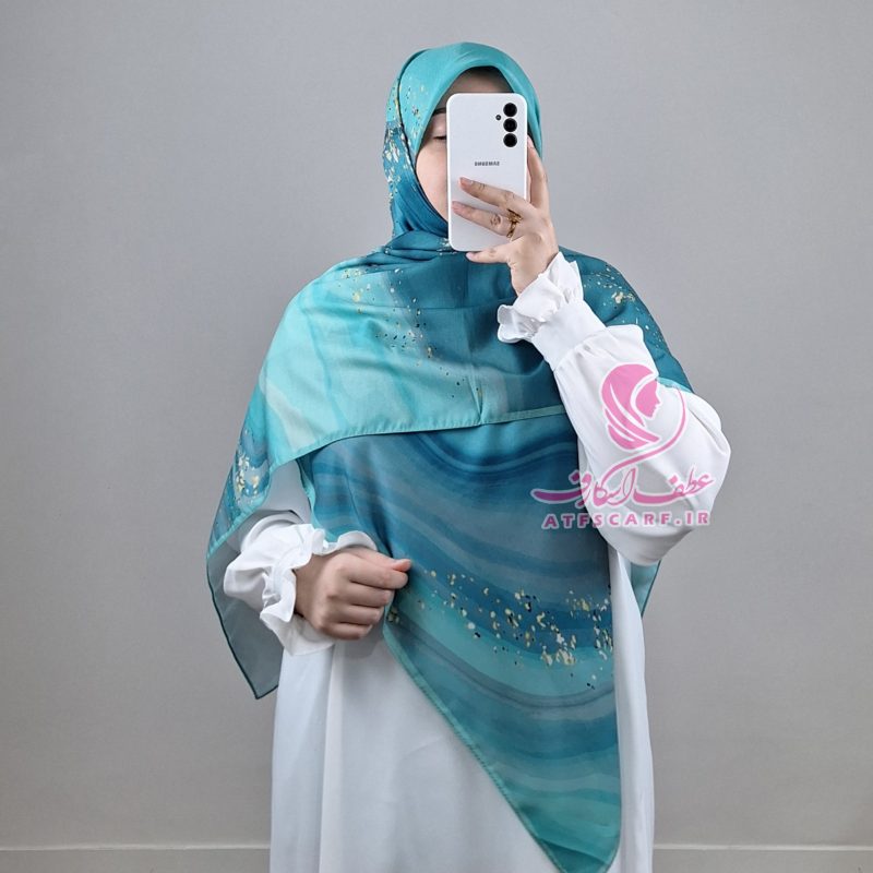 روسری رزین سبزآبی-فیروزه ای